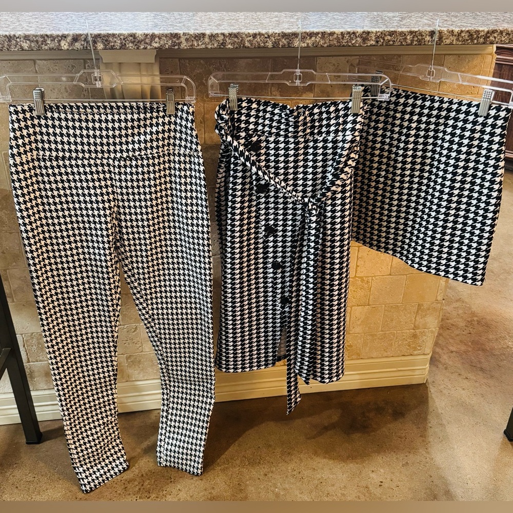 Women’s Houndstooth 2 Skirts (M) and 1 Pant (S) set - Hybrid & Co + Shein